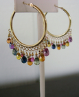14k Hoop Earrings 32-Drop Multi Sapphire…