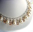 Pink and White Pearls on Silver Necklace…